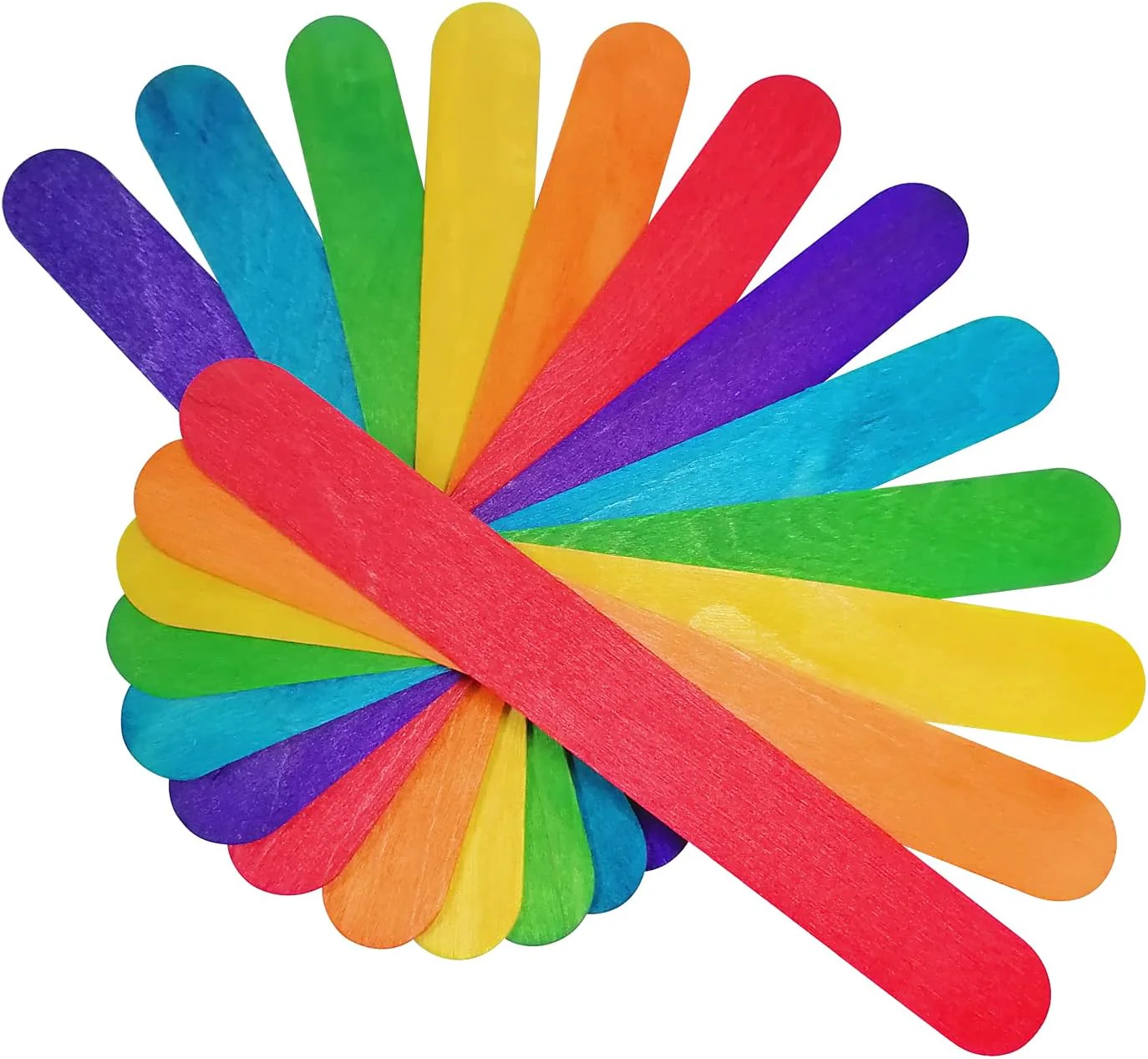QING MIAN 50pcs Colourful Wooden Chip Craft Stick 15cm*1.6cm - Image 2
