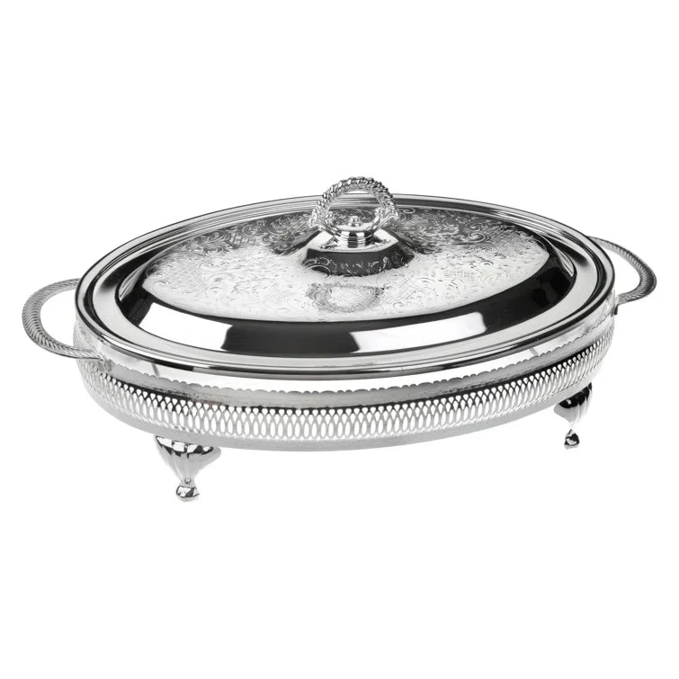 QUEEN ANNE Large Oval Shaped Silver Plated Tableware/Casserole 16.51 X 26.67 X 40.95cm