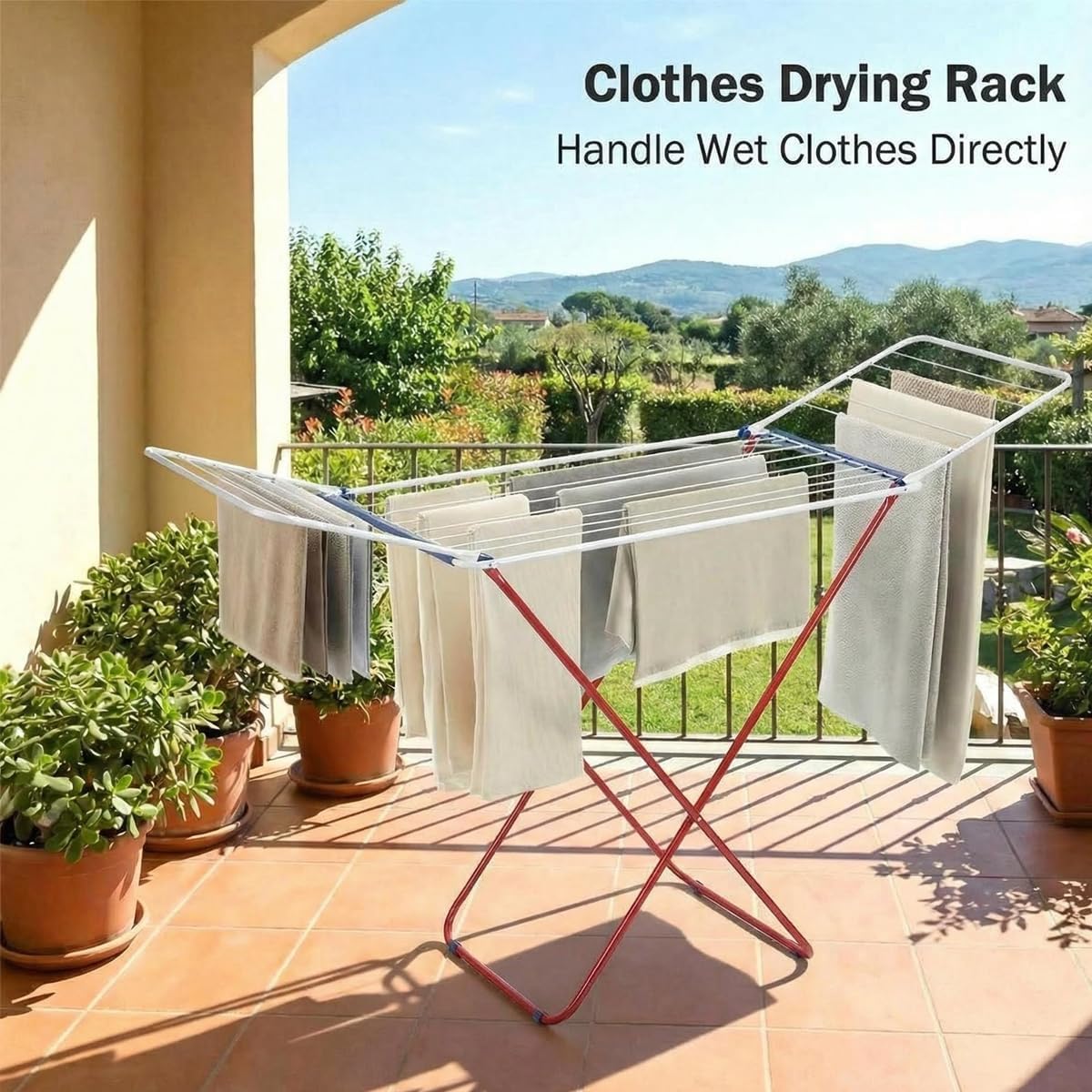 Queenbox 18M Foldable Metal Clothes Drying Rack – Large Capacity Laundry Stand, Assorted Colors - Image 2