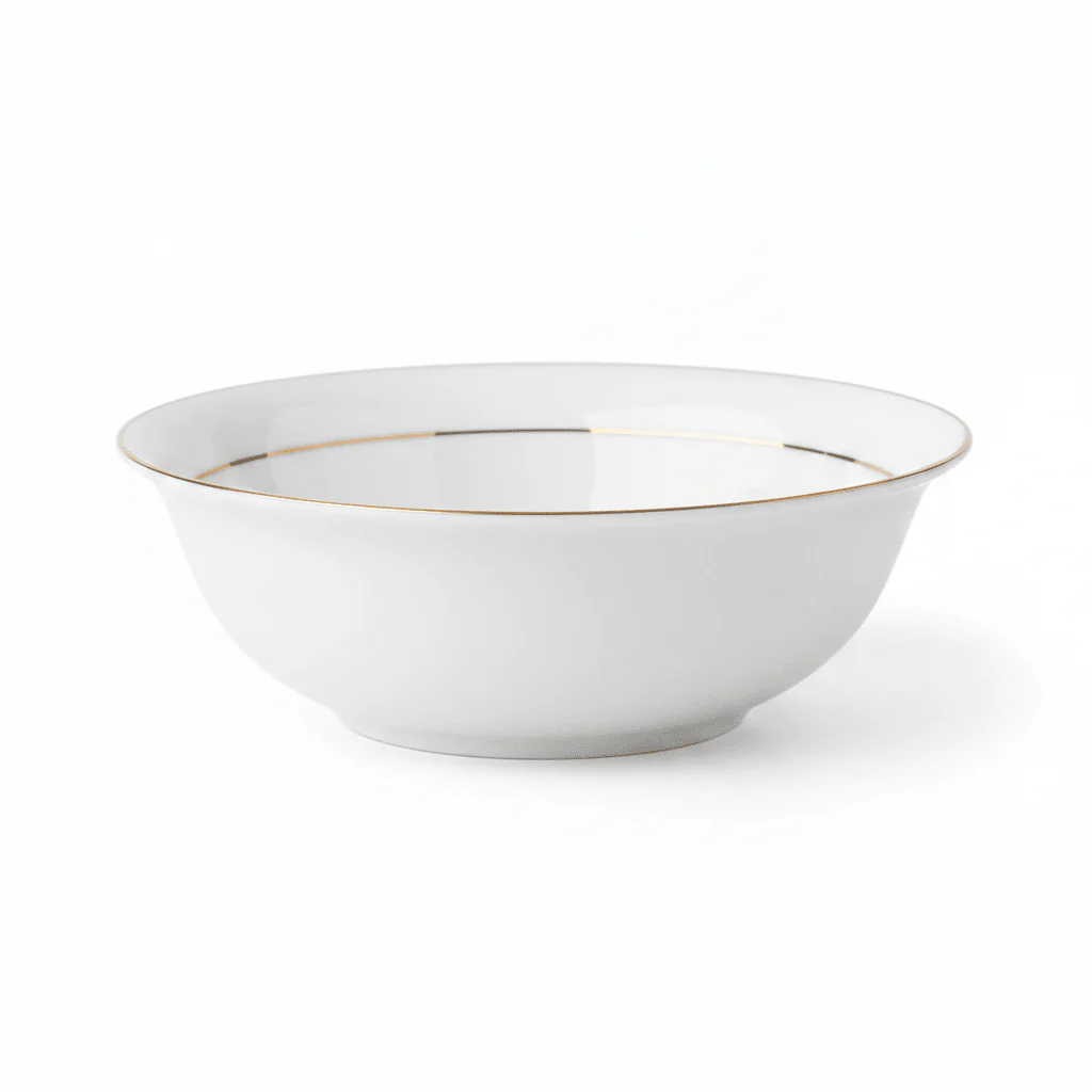 Queens White Ceramic Soup Bowl with Golden Rim — 5.5 Inch - Image 4