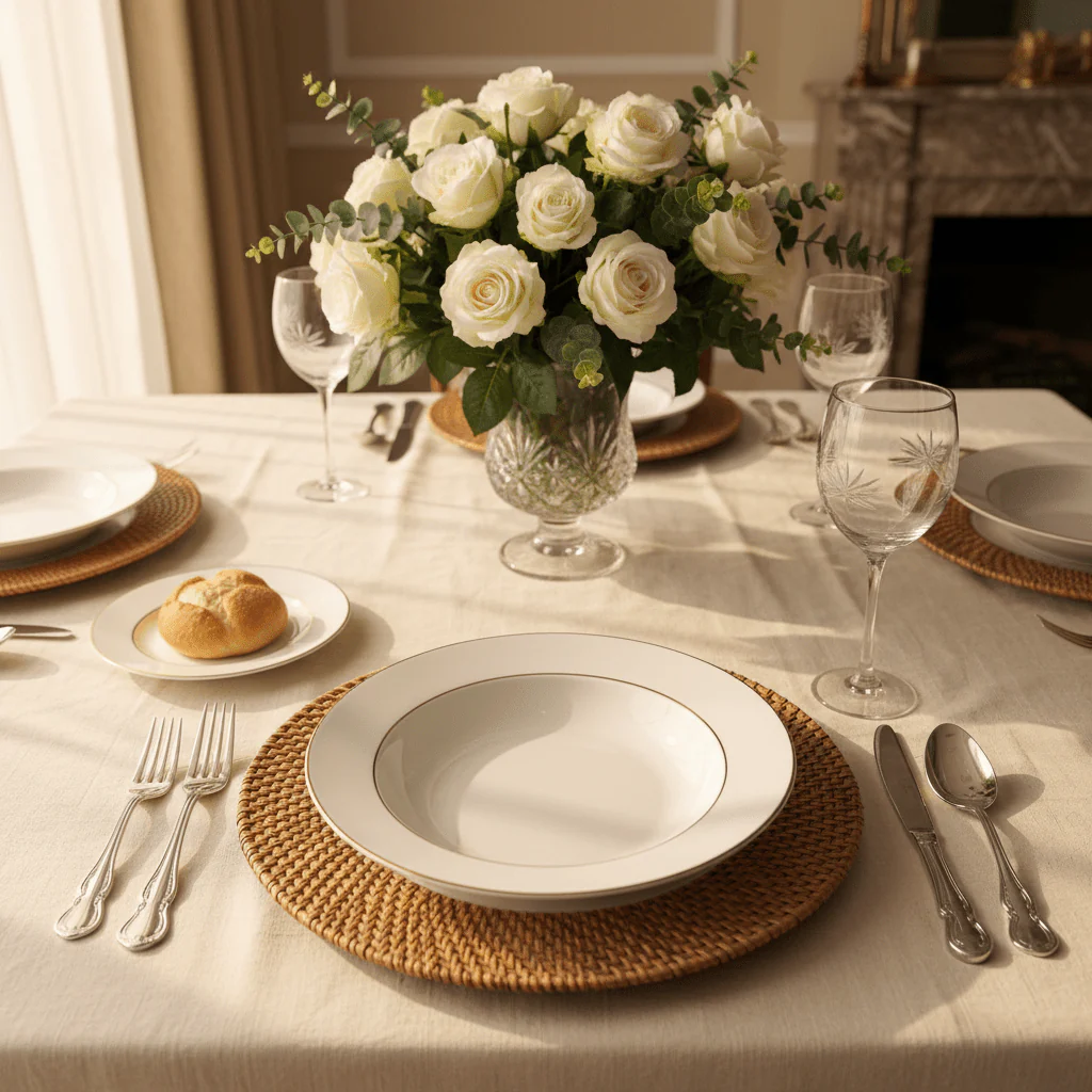 Queens White Ceramic Soup Plate with Golden Rim | 8 Inch | Premium Tableware - Image 2