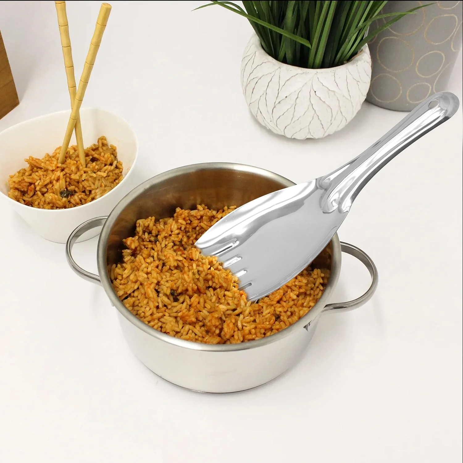 Raj 30cm Jumbo Rice Panja Spoon JRP001 – Heavy Duty Stainless Steel Server - Image 2
