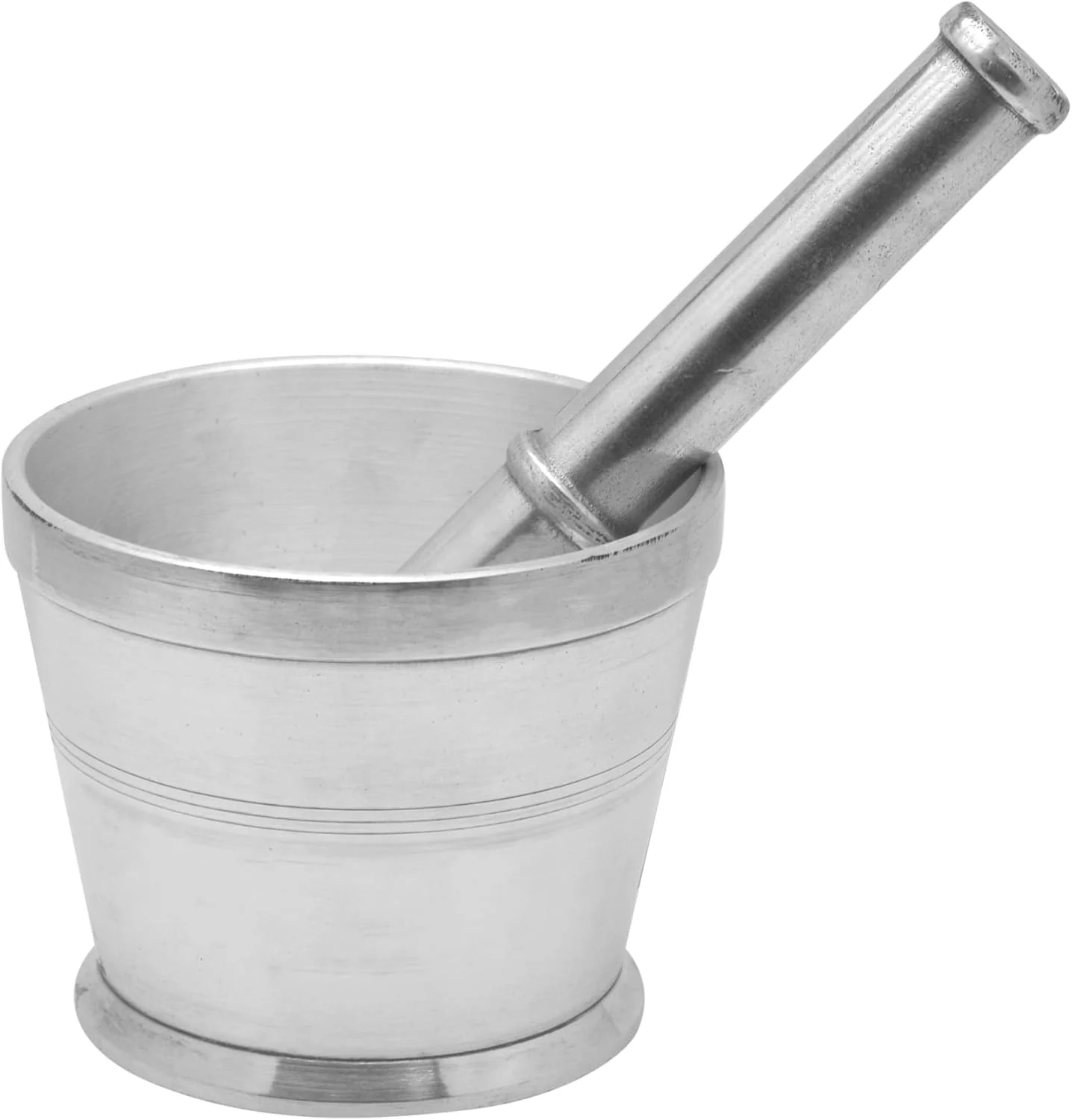 Raj Aluminium Mortar With Stand, Silver, RAM003, Garlic Crusher Manual Spices Grinder Chutney Maker Ideal for Ginger Garlic, Herbs Grinder-12CM