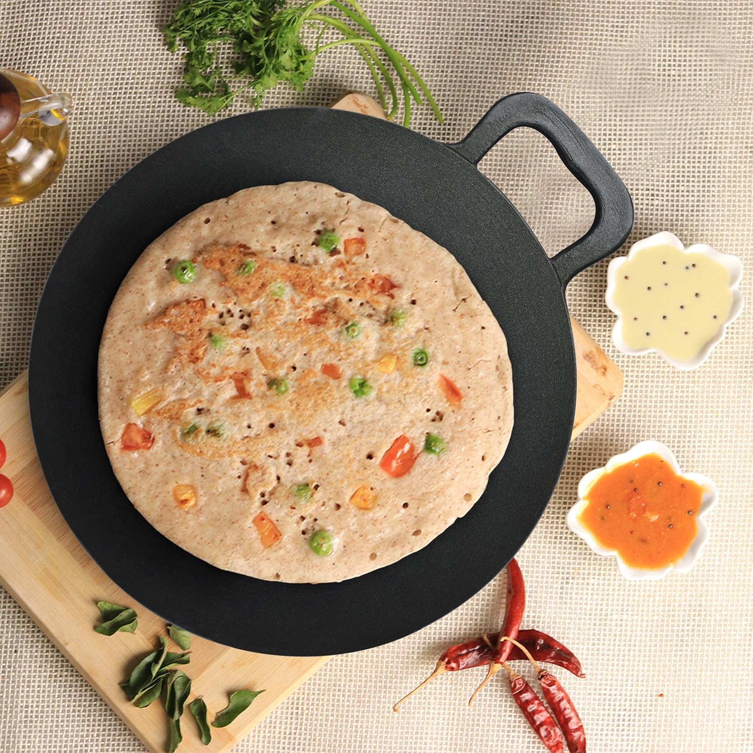 Raj Non Stick Black Arabic Tawa Fry Pan Frying Pan - 30cm, BBAT30, Suitable for Dosa , Crepe , Pancake , Omellete , Chapati , Roti , Paratha - Image 2