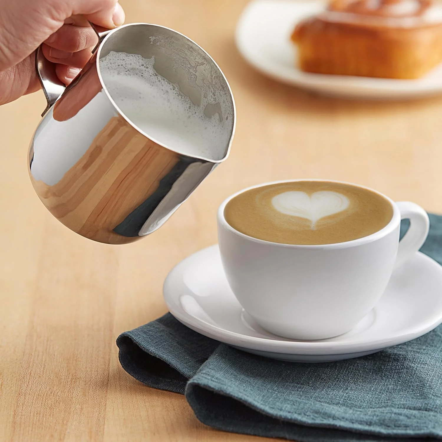 Raj Stainless Steel Catering Milk Frothing Cup CMCF14 Espresso Steaming Pitcher, Coffee Frothing Pitcher Milk Jug Cappuccino Latte Art Cup-414ML - Image 3