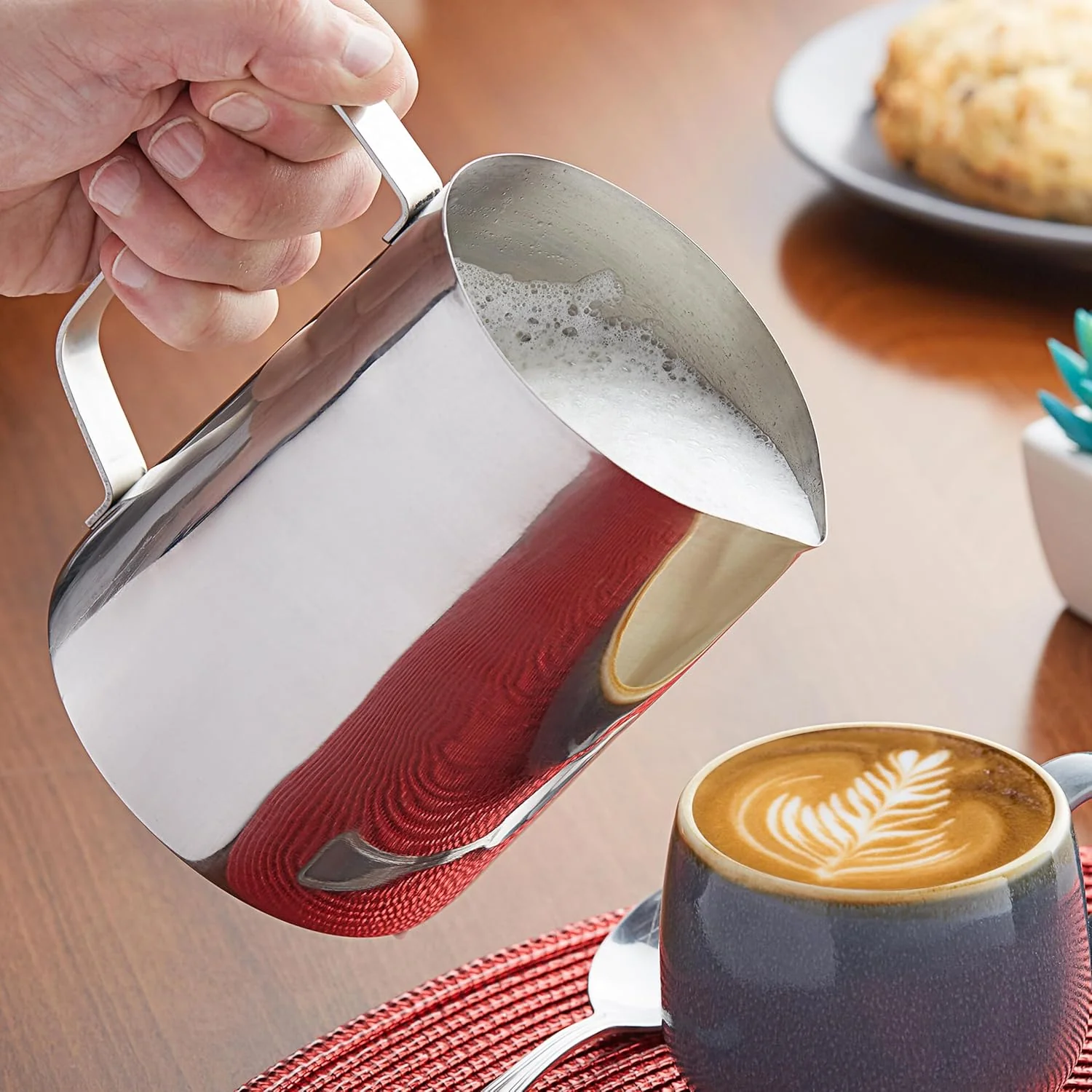 Raj Stainless Steel Catering Milk Frothing Cup CMCF48, Espresso Steaming Pitcher, Coffee Frothing Pitcher, Milk Jug, Cappuccino Latte Art Cup-1420ML - Image 3