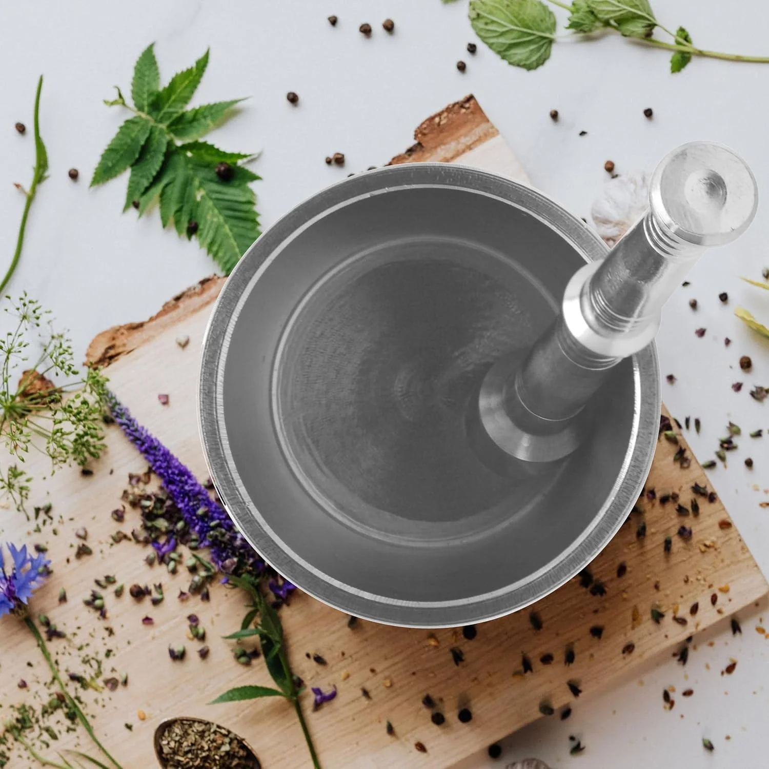 Raj Stainless Steel Mortar SM0004, Garlic Crusher , Manual Spices Grinder Chutney Maker Ideal for Ginger Garlic, Herbs Grinder-8.5CM(Large) - Image 4