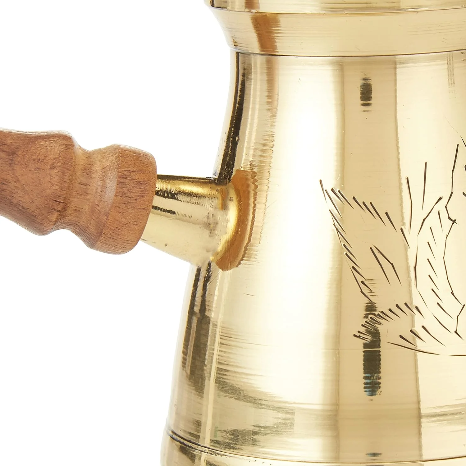 Raj Turkish Coffee Pot with wooden handle Elegant Gold - BTC007, Arabic, Morroccon, Greek Pot, Warmer for Butter, Chocolate and Milk, Stovetop Tea Pot-7CM - Image 4