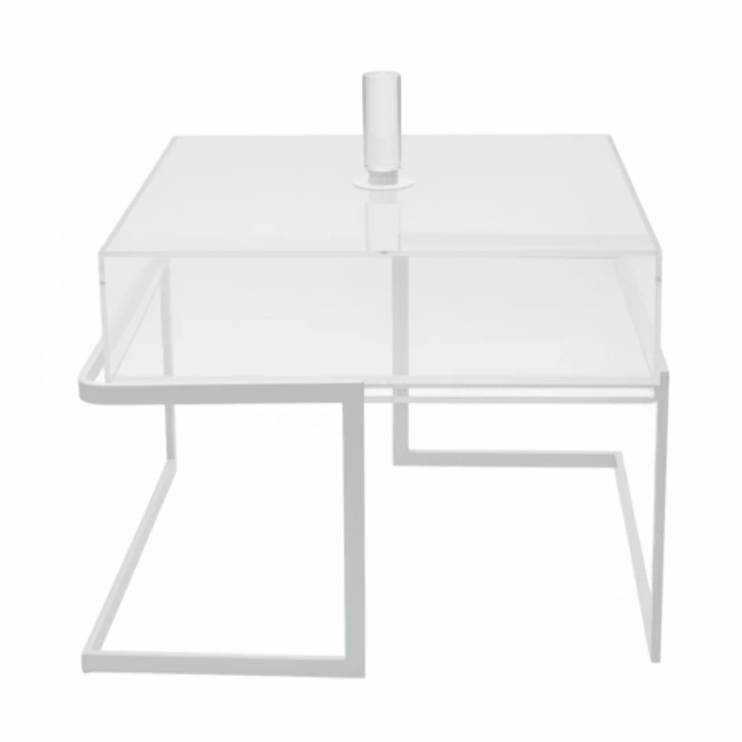 RAZ Extra-Large Transparent Acrylic Dessert Presentation Box with Lid and Elevated White Metal Stand for Events & Catering – 32×32×24 cm