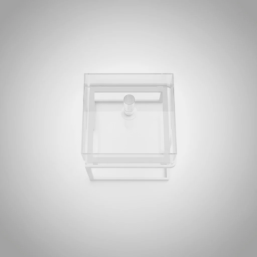 RAZ Premium Clear Acrylic Square Dessert Display Box with Transparent Lid and White Metal Stand for Cake & Pastry Presentation – 21.5×21.5×21 cm - Image 2