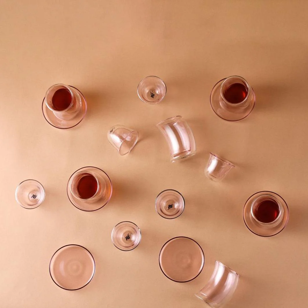 RAZ Shouq 18pcs Tea Set Pink(6pc Cava Cup 90ml, 6pcs Cup 130ml, 6pcs Saucer)