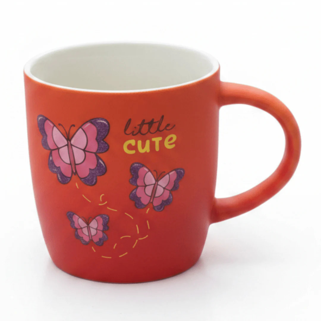 Little Cute Butterfly Red Ceramic Mug – 350ml | Charming Gift Mug for Coffee & Tea Lovers