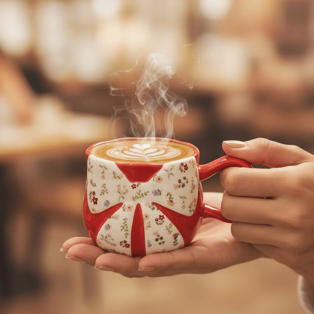 Red Bow Ceramic Mug — Floral Elegance Edition | 300ml - Image 4