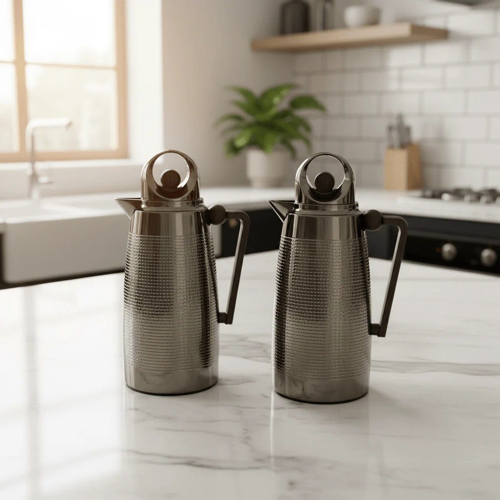 Red Home Gun Black Vacuum Flask with Wooden Finish Detail Premium Quality Thermal Flask 1+1 Liter - Image 3