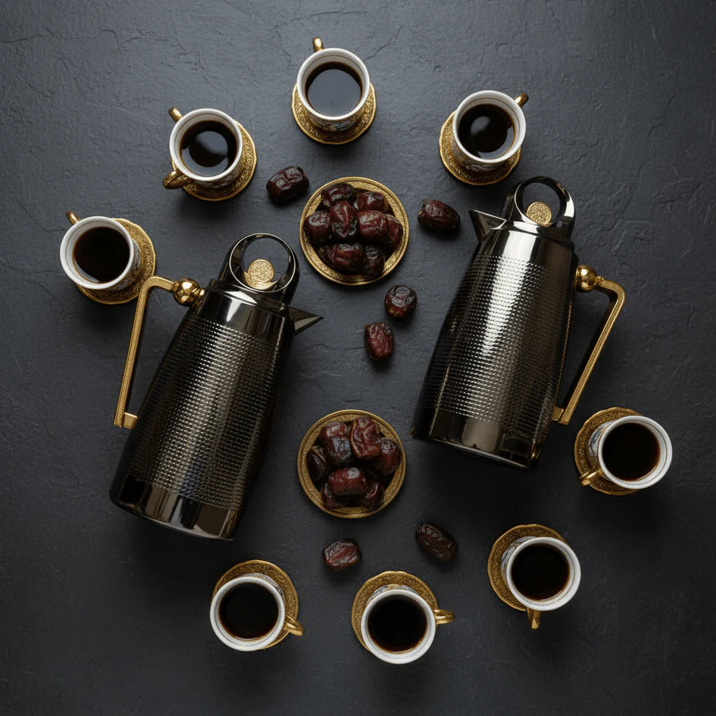 Red Home Premium Vacuum Flask with Gun Black and Gold Finish Durable Thermal Insulated Bottle 1+1 Liter - Image 4