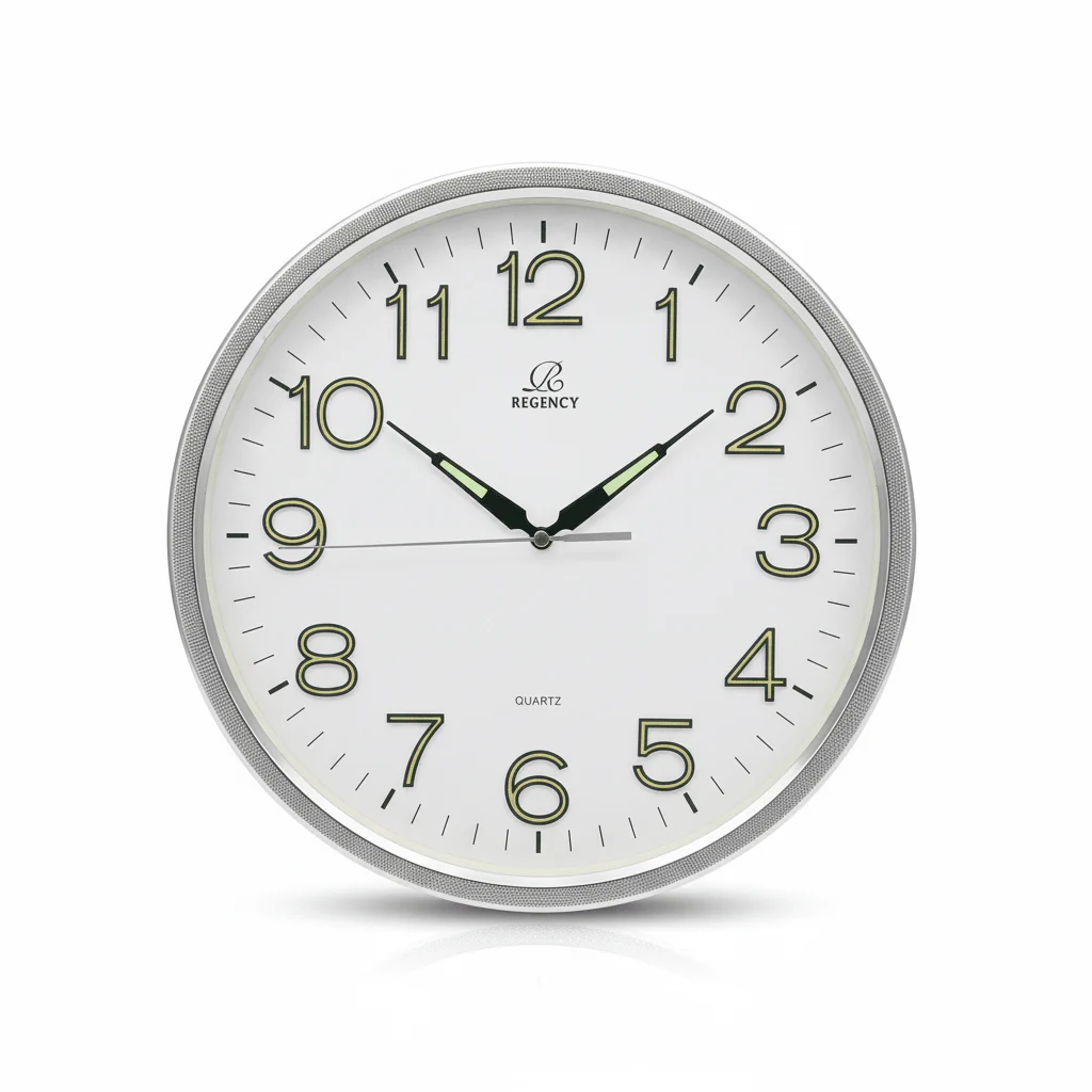 Regency Quartz Wall Clock 33cm – Silver Textured Frame | RW8116