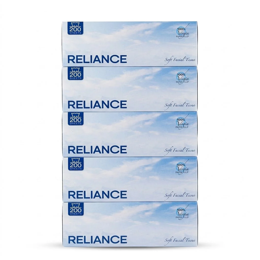 Reliance Ultra Soft Facial Tissues – 200 Sheets per Box, Pack of 5