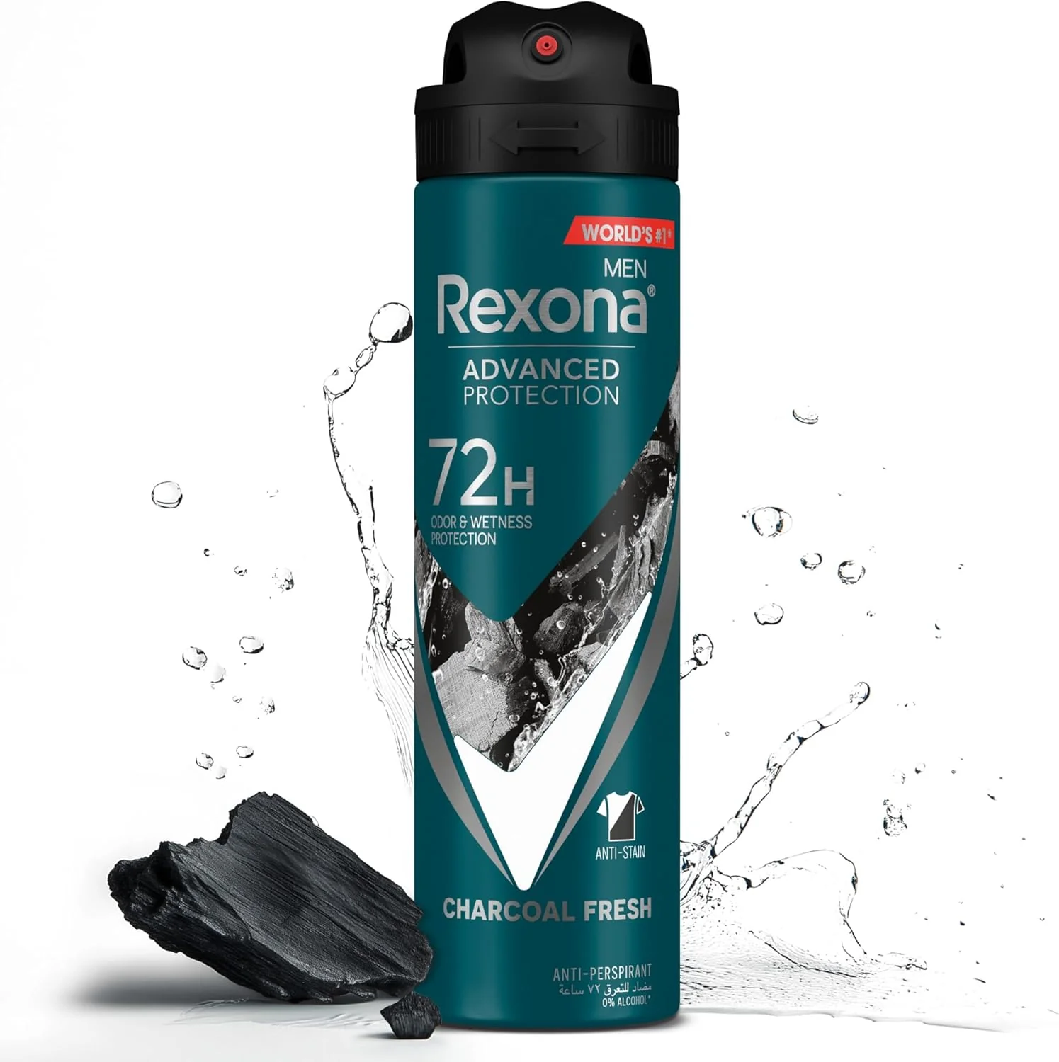 Rexona Men Antiperspirant Deodorant Spray, 72 hour sweat & odor protection, Charcoal Fresh, with MotionSense technology-150ML