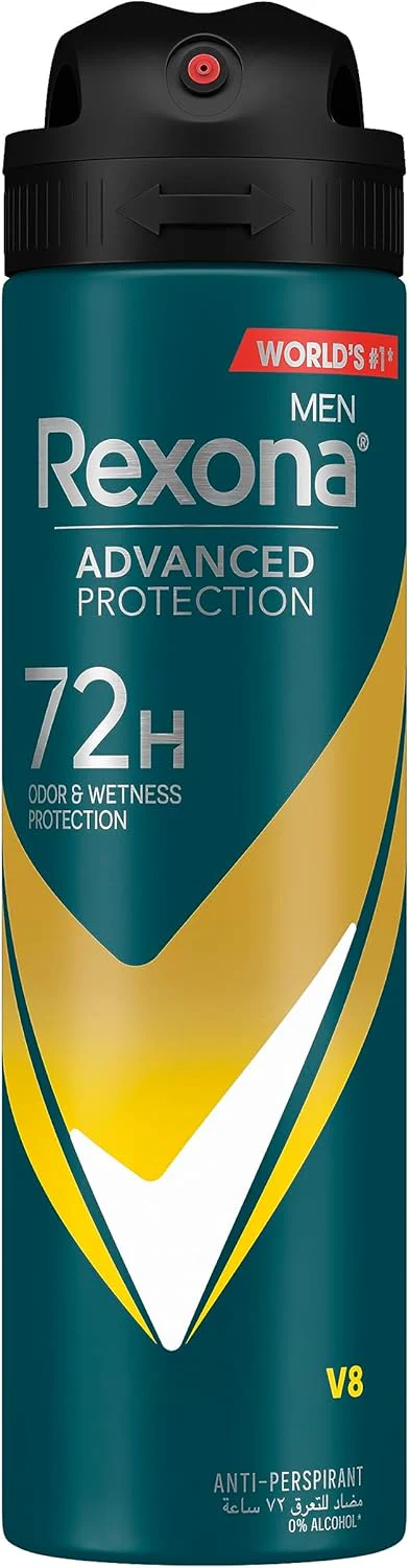 Rexona Men Antiperspirant Deodorant Spray, 72 hour Sweat & Odor Protection, V8, with MotionSense Technology-150ML