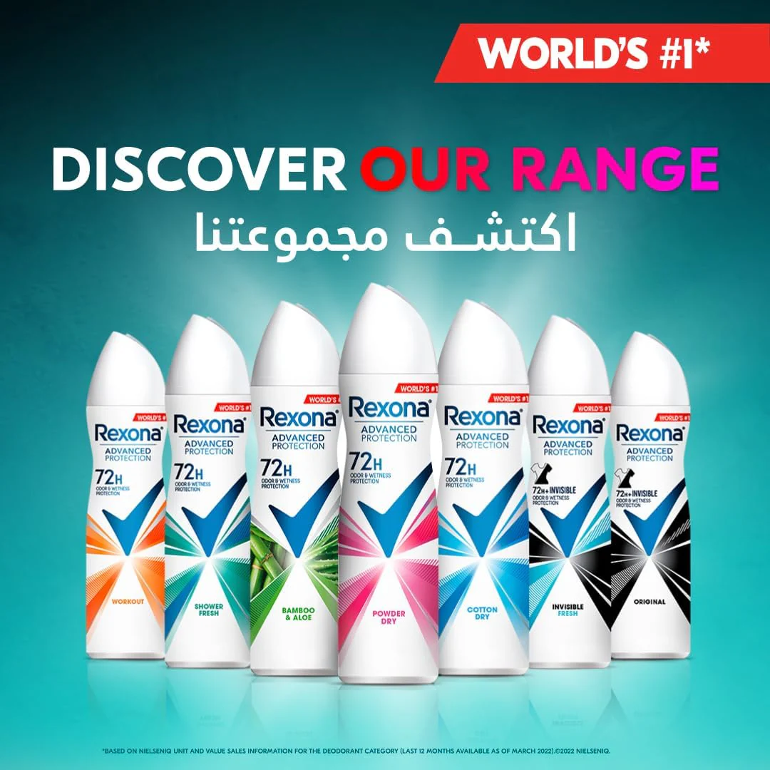 Rexona Women Antiperspirant Deodorant Spray, 72 hour sweat & odor protection Invisible Fresh, with MotionSense technology-150ML - Image 4