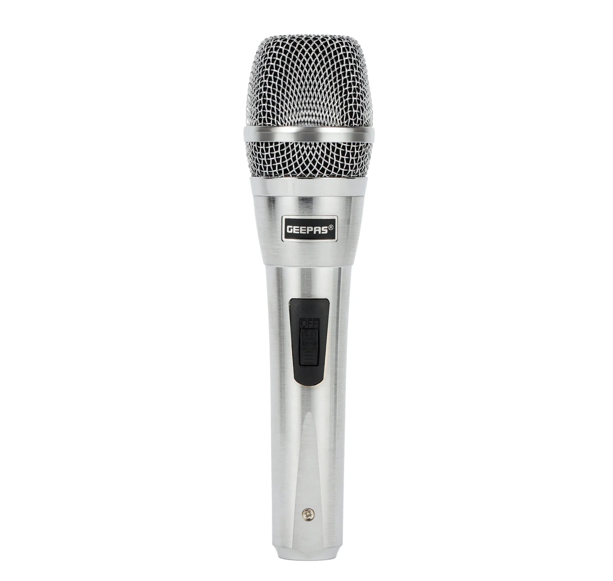 Geepas GMP15016 Dynamic Microphone | Sharp Sensitivity, Crystal-Clear Sound | 8m Cable, XLR Connector, Wide Frequency Range, Low Pass Filter | For Studio, Stage & Broadcasting | Silver