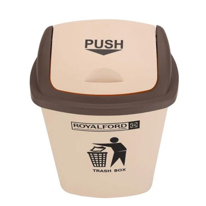 ROFALFORD Push Lid Dustbin 30 Litre – Brown Color Durable Waste Bin for Kitchen, Office, Living Room and Outdoor Use - Image 2