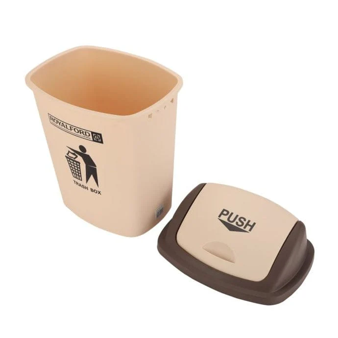 ROFALFORD Push Lid Dustbin 30 Litre – Brown Color Durable Waste Bin for Kitchen, Office, Living Room and Outdoor Use - Image 3