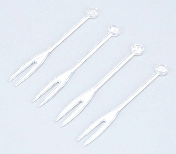 ROSY MOMENT 50pcs Disposable Plastic Fruit Fork 8cm