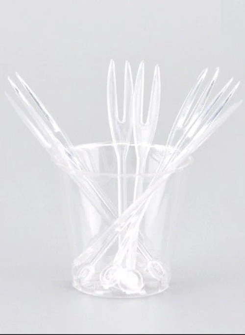 ROSY MOMENT 50pcs Disposable Plastic Fruit Fork 8cm - Image 2