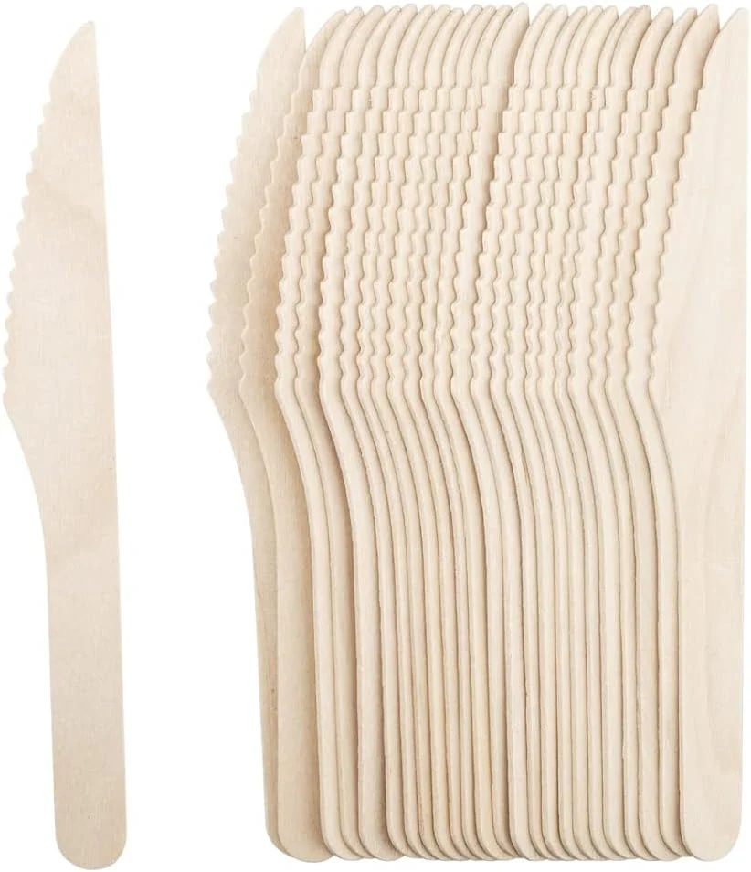 ROSY MOMENT 50pcs Disposable Wooden Knife 16.5cm