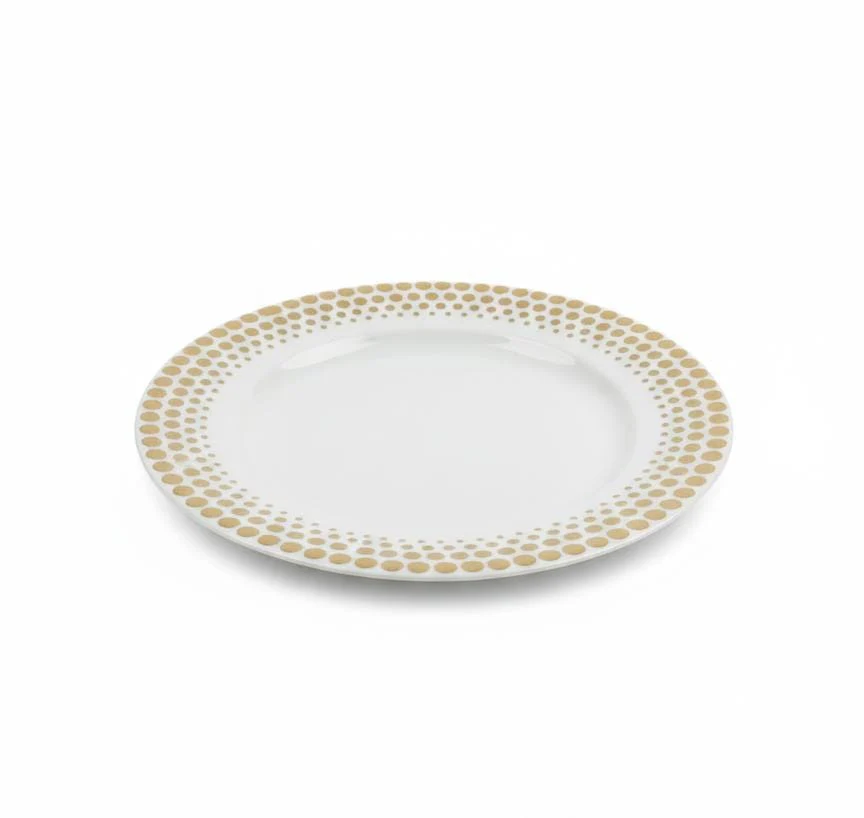 Rosymoment Premium 9" Heavyweight Disposable Plastic Plates – Golden Small Round Border, 35g, Set of 10 Elegant Tableware Plates - Image 2