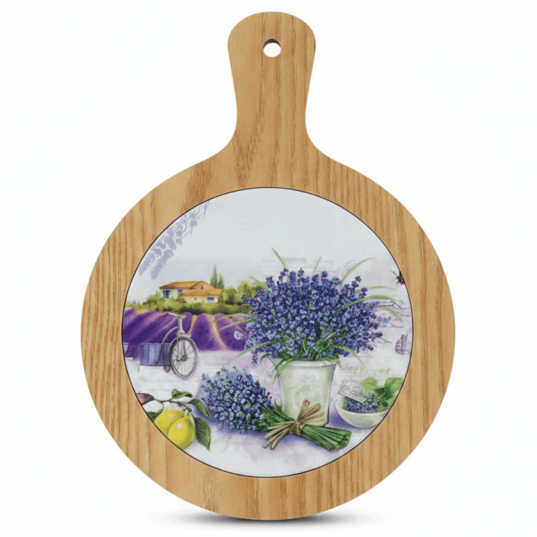 Lavender Provence Round Bamboo Coaster — 20cm