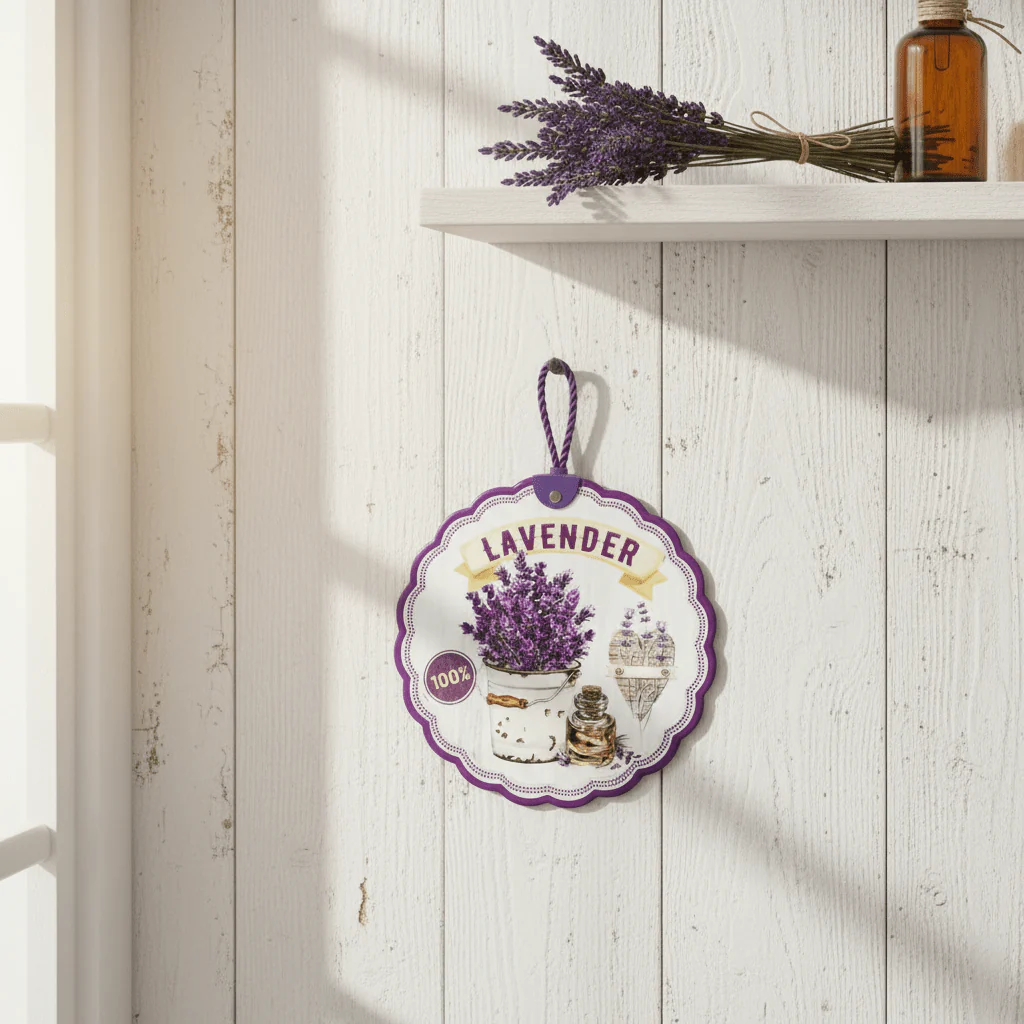 Lavender Round Ceramic Coaster | 20cm Scalloped Decorative Design - Image 2