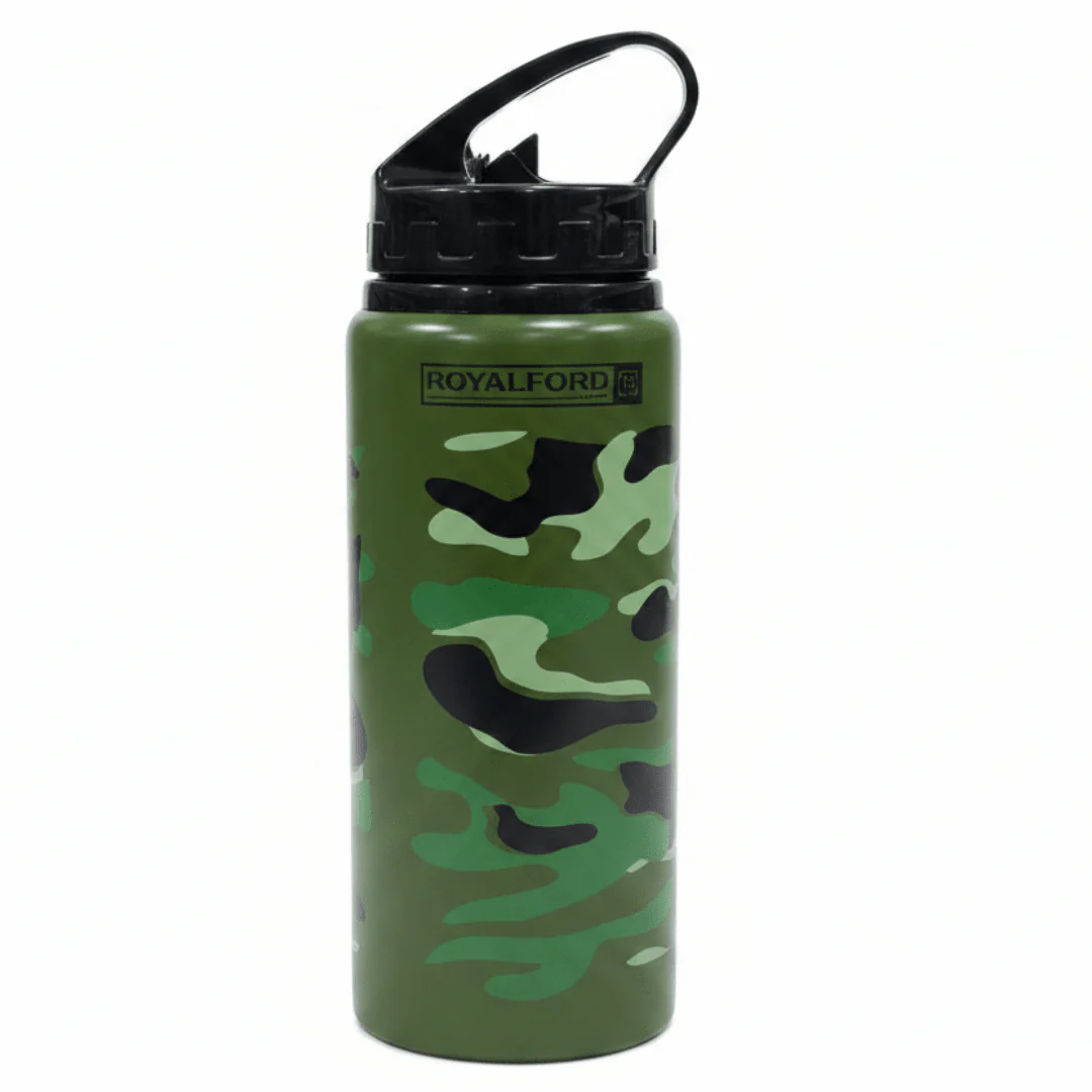 Royal Ford Army Green Stainless Steel Designer Water Bottle – 600 ml