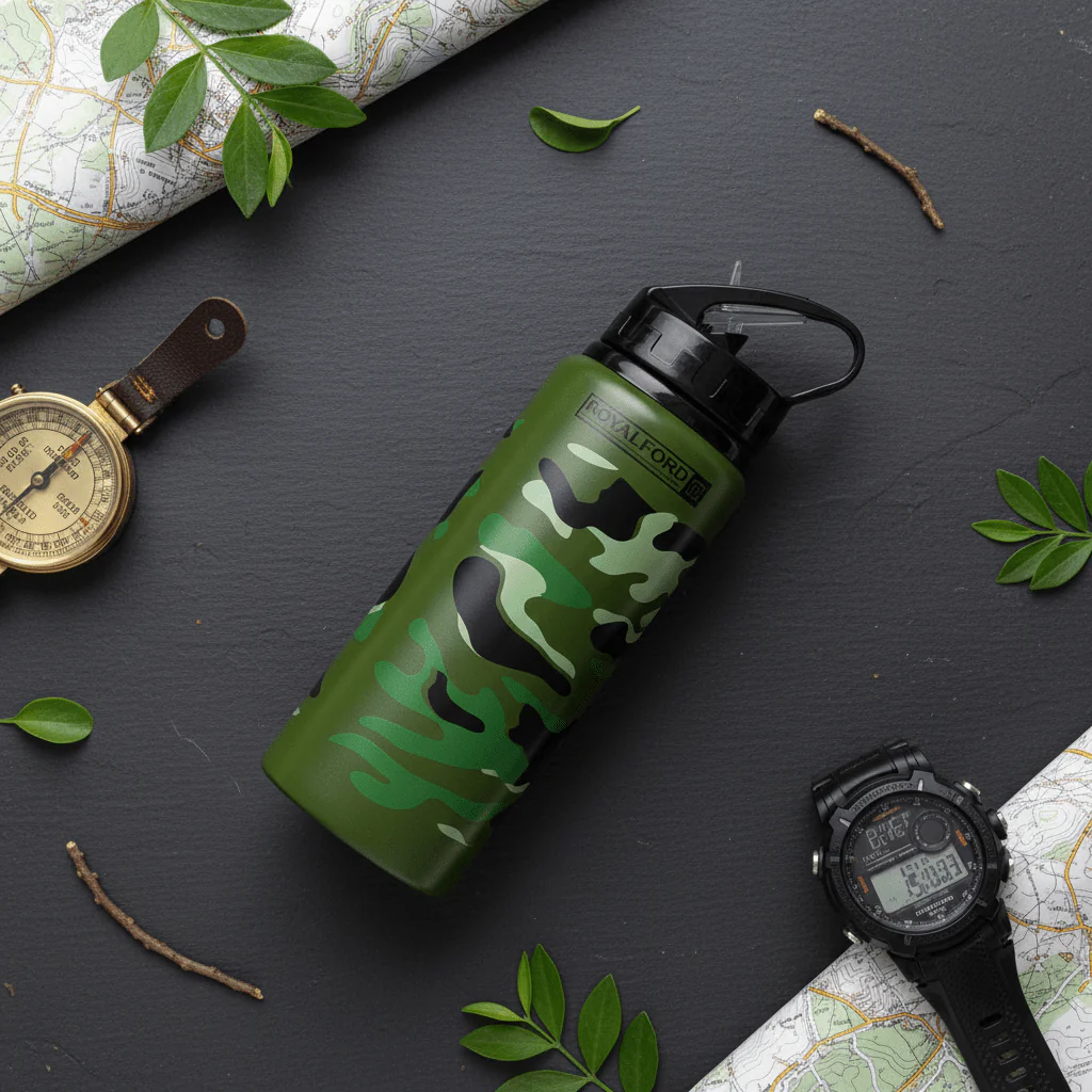 Royal Ford Army Green Stainless Steel Designer Water Bottle – 600 ml - Image 3