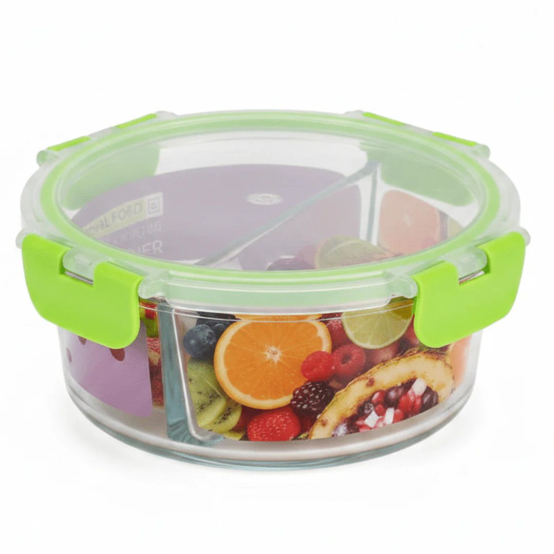 Royal Ford Premium Round Glass Food Storage Container with Leakproof Airtight Lid – High Quality Glass – 950 ml