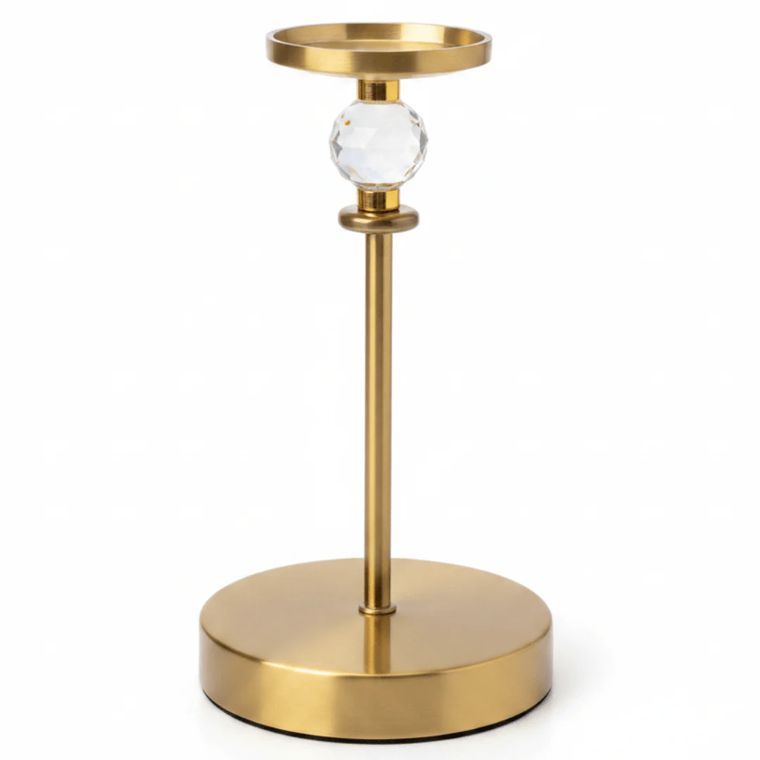Royal Golden Metal Decorative Candle Holder for Elegant Living Room and Table Styling – 22cm