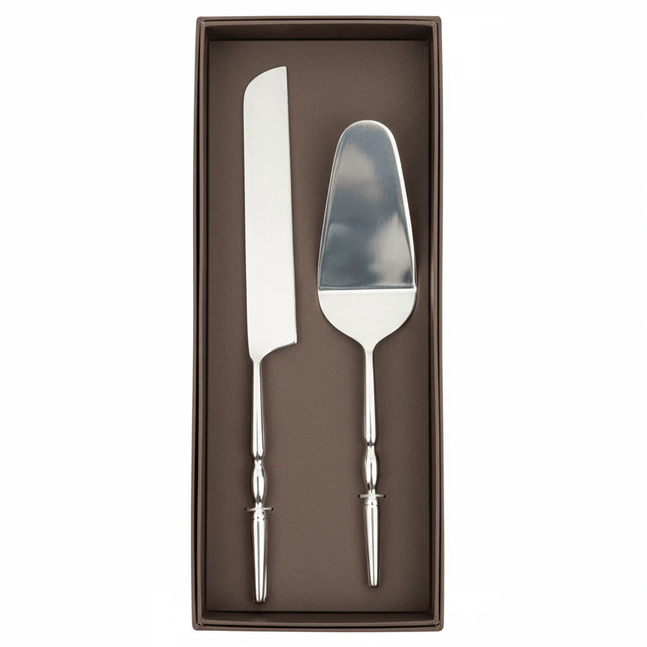 Royal Victoria Classic Silver Stainless Steel Cake Serving Set (2 pcs) – Durable & Elegant Design 28×30 cm