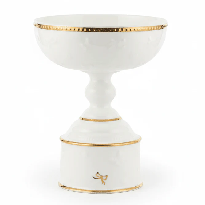 Royal Victoria Elegant White Ceramic Footed Fruit Bowl Decorative Serving Bowl 23×18cm