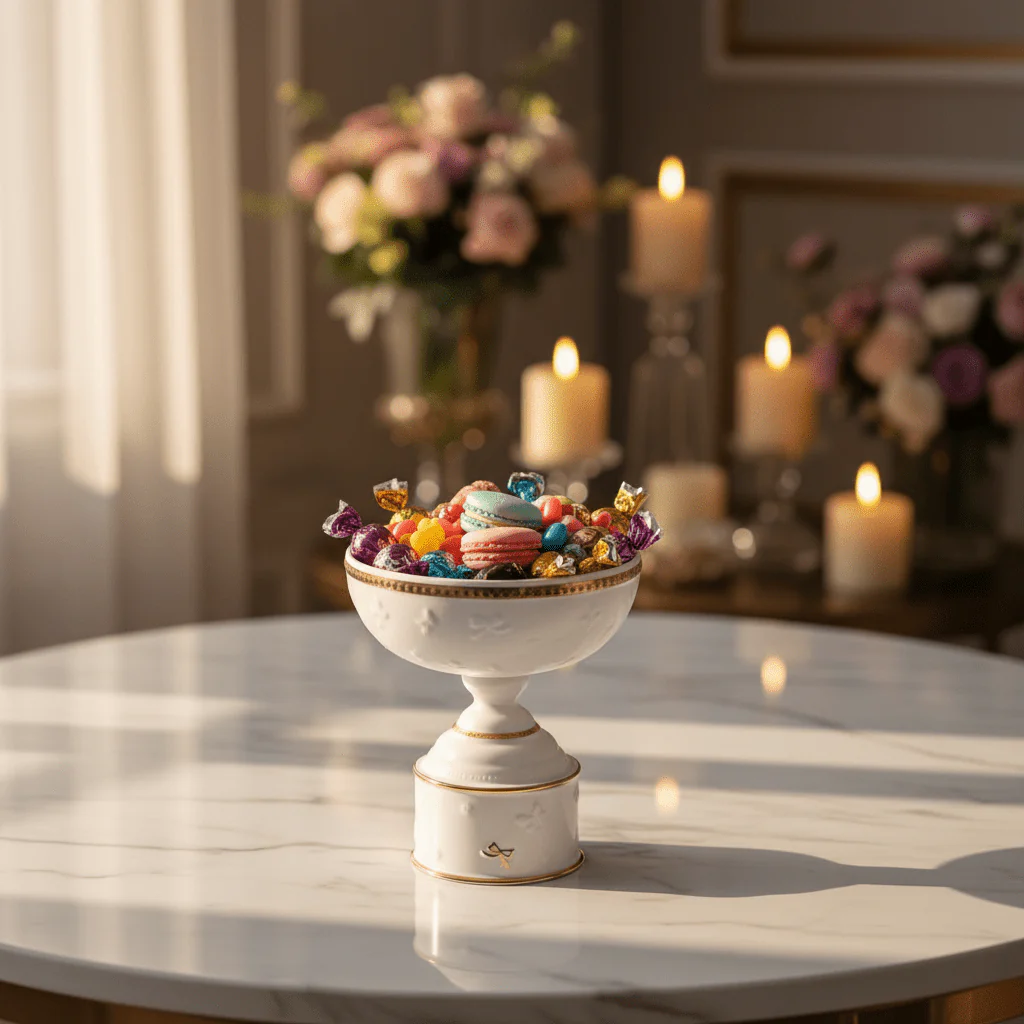Royal Victoria Elegant White Ceramic Footed Fruit Bowl Decorative Serving Bowl 23×18cm - Image 2