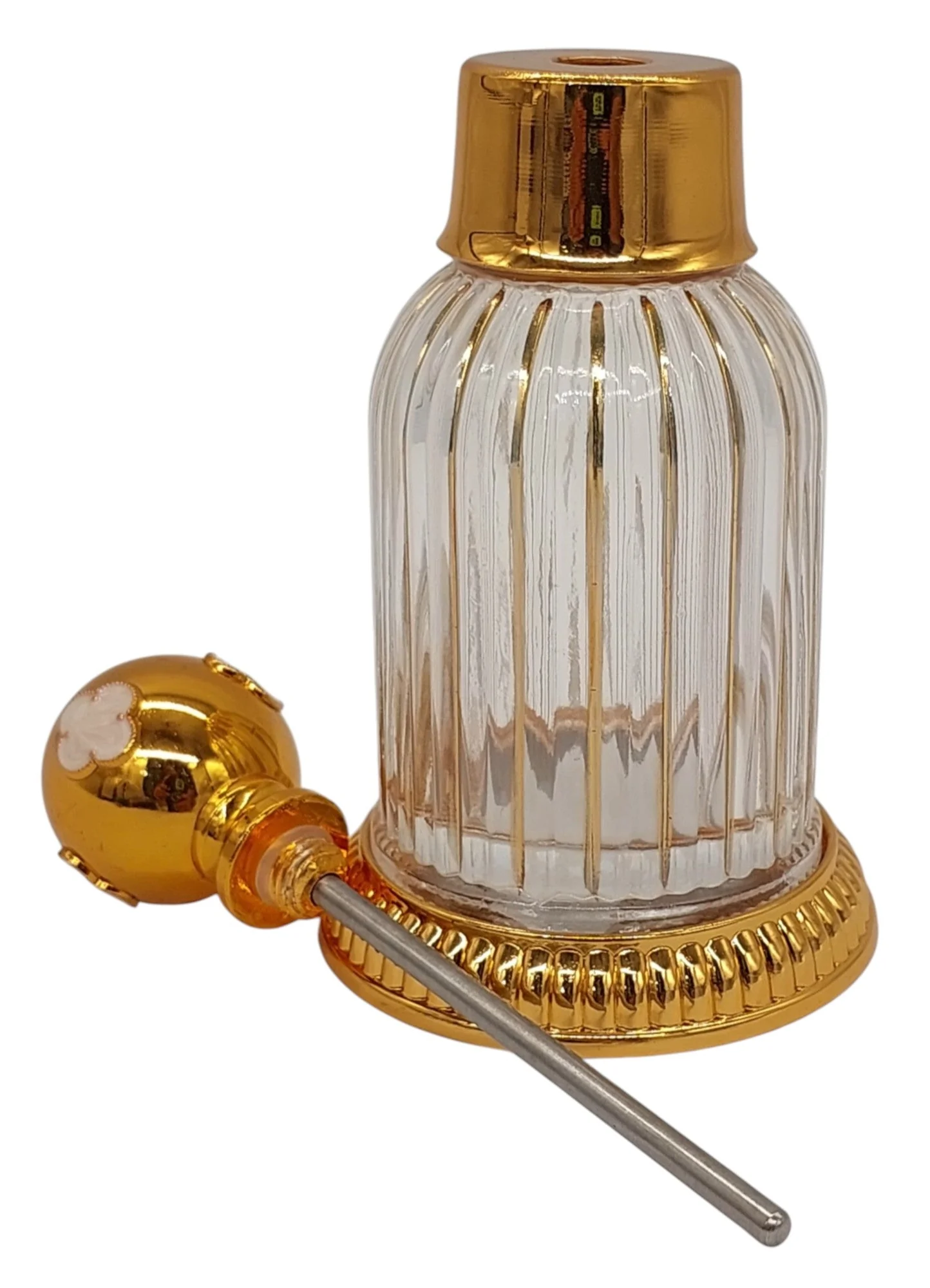 Royal Victoria Glass Perfume Bottle 6.4 Tola, Gold/White - Image 2