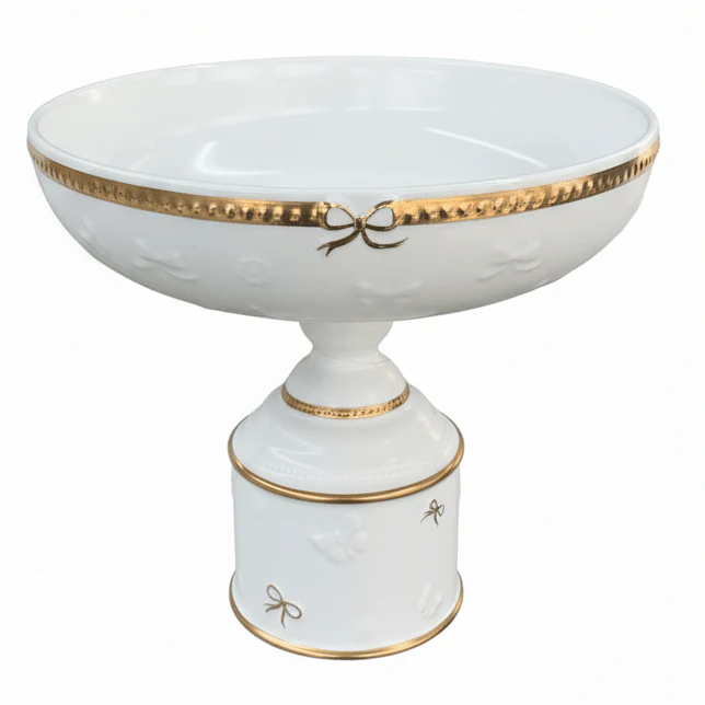 Royal Victoria Grand White Ceramic Footed Fruit Bowl Large Decorative Serving Bowl 28×28cm