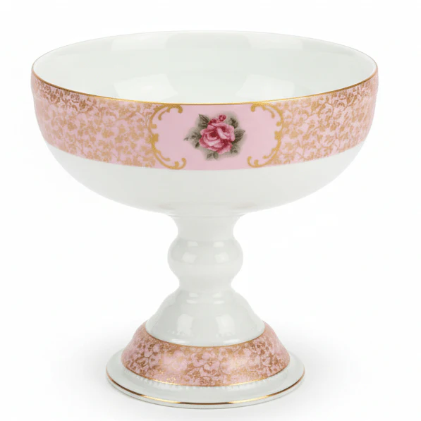Royal Victoria Pink Ceramic Fruit Bowl 18×24 cm Elegant Serving Bowl for Fruits & Table Display