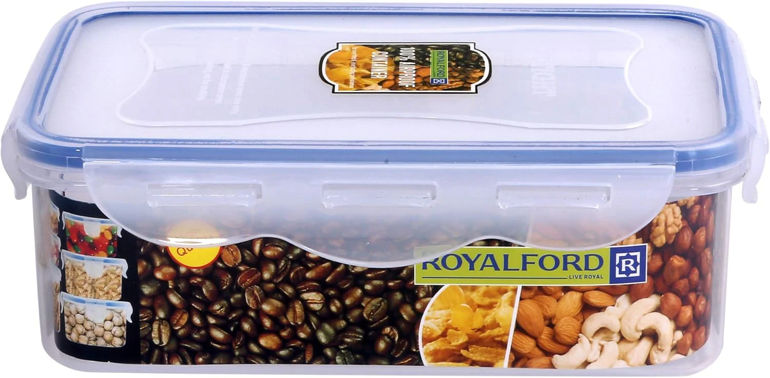 Royalford 1000ml Meal Prep Container | Transparent Food Container | BPA Free, Reusable, Airtight Food Storage Tray with Snap Locking Lid | Microwavable, Freezer & Dishwasher Safe| Bento Lunch Box