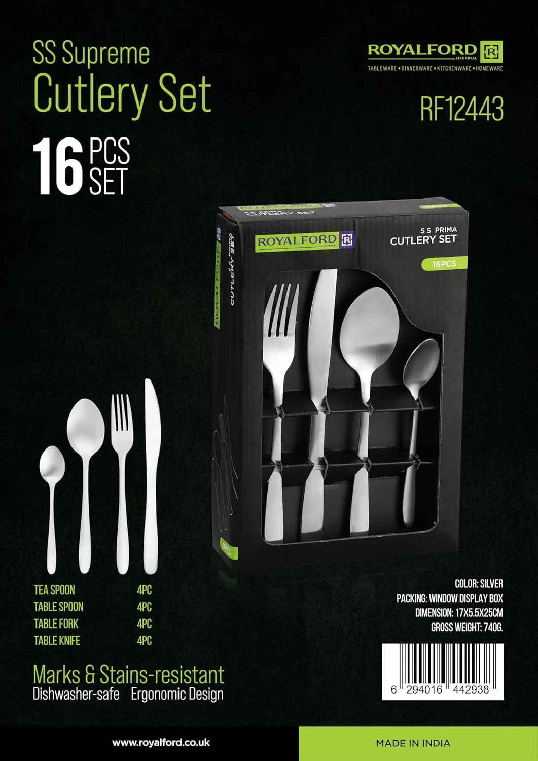 ROYALFORD 16-Piece Portable Family Dining Cutlery Set – Premium Stainless Steel Fork Knife Spoon Travel Utensils With Compact Storage Case For Lunch Box, Workplace, Picnic & Outdoor Use (Rf12443) - Image 6
