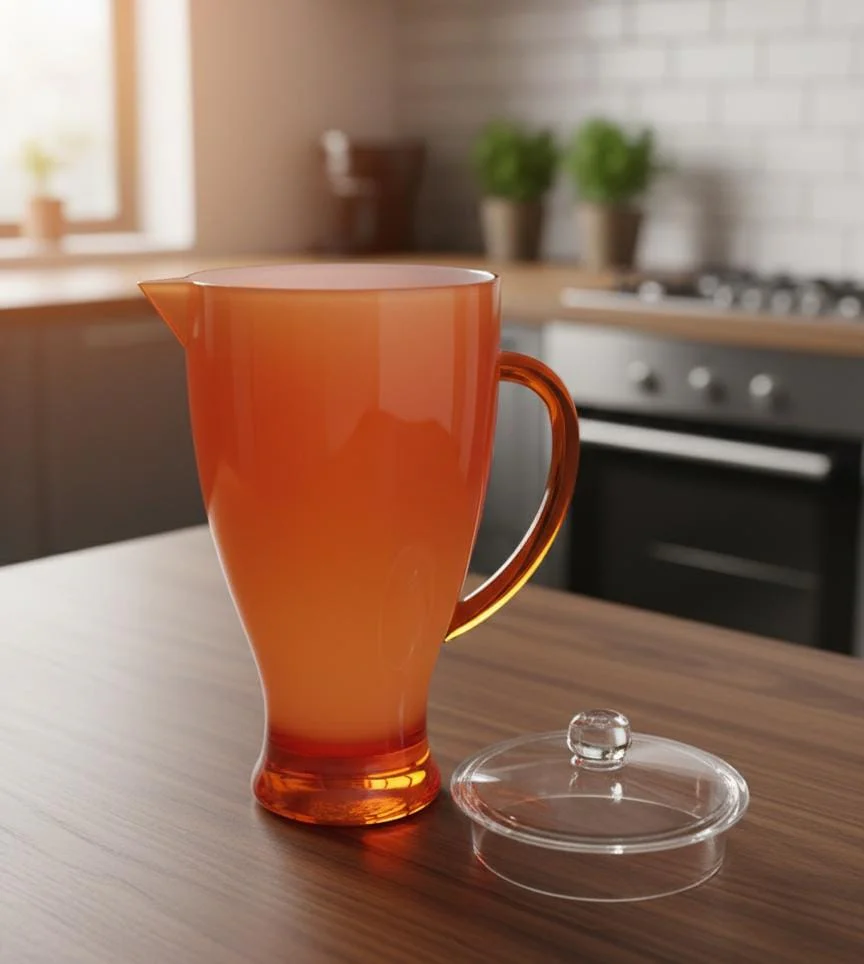 Royalford 2.1 Litre Acrylic Jug Orange Color – Strong Handle, Spill-Free Lid & Ideal for Serving Cold Beverages - Image 2