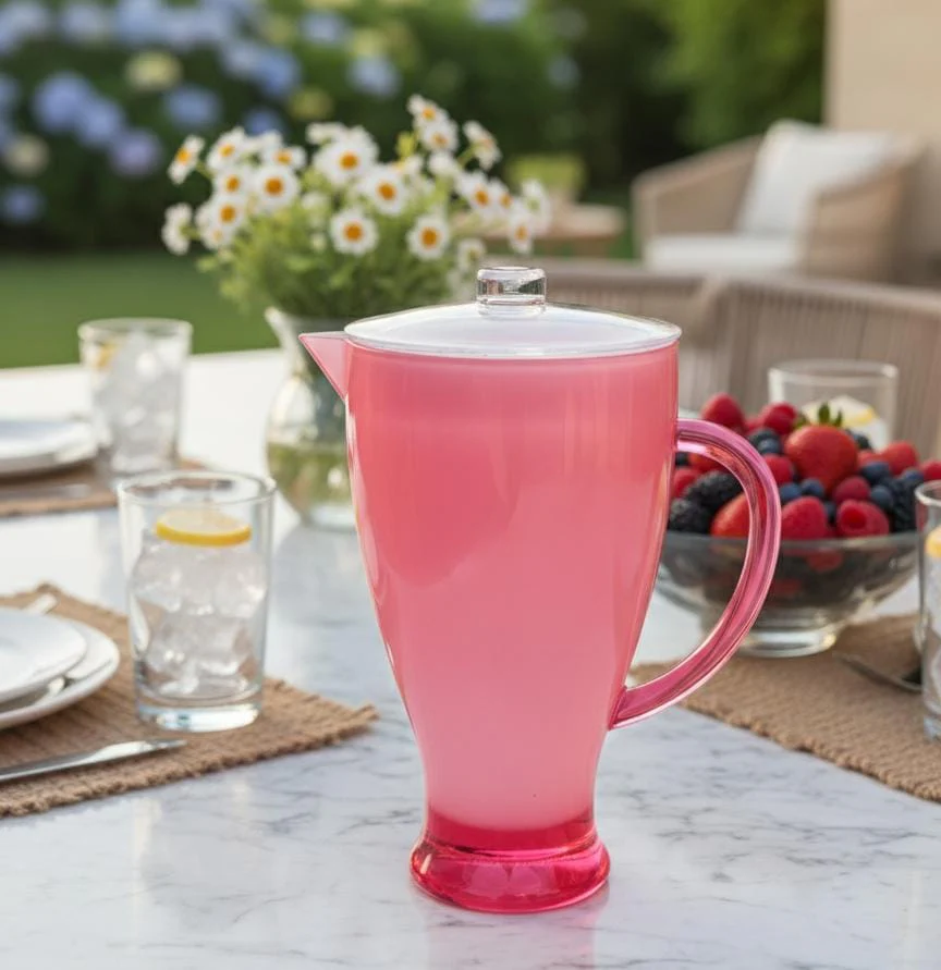 Royalford 2.1 Litre Acrylic Jug Pink Color – Durable, Transparent & Great for Juices and Water