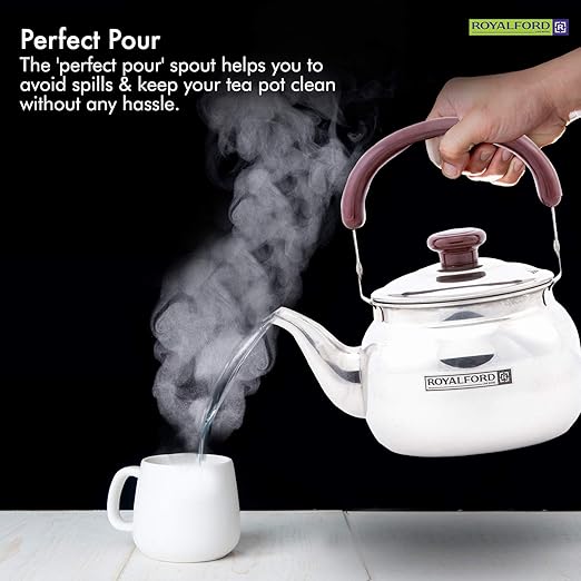 Royalford 2 Liter Stove Top Tea Kettle Ð Large Capacity Stainless Steel Stove-top Tea Pot - Tea Coffee Pot Ideal for Home Office & Hotel Ð Compact & Stylish Design with Heat Resistant Handle - Image 3