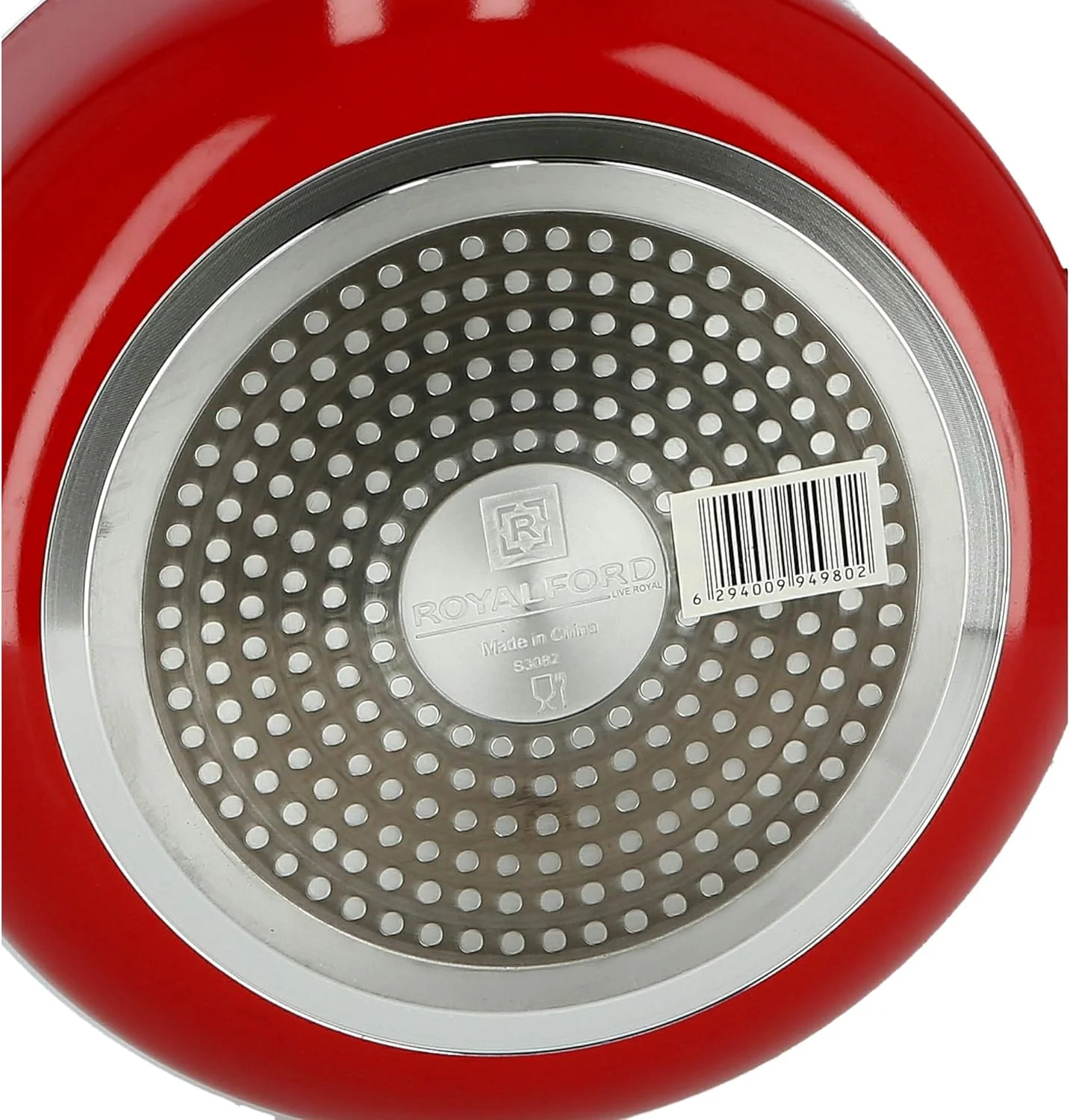 Royalford 20cm Non-Stick Ceramic Casserole with Glass Lid – Durable Red Finish (RF6438) - Image 3