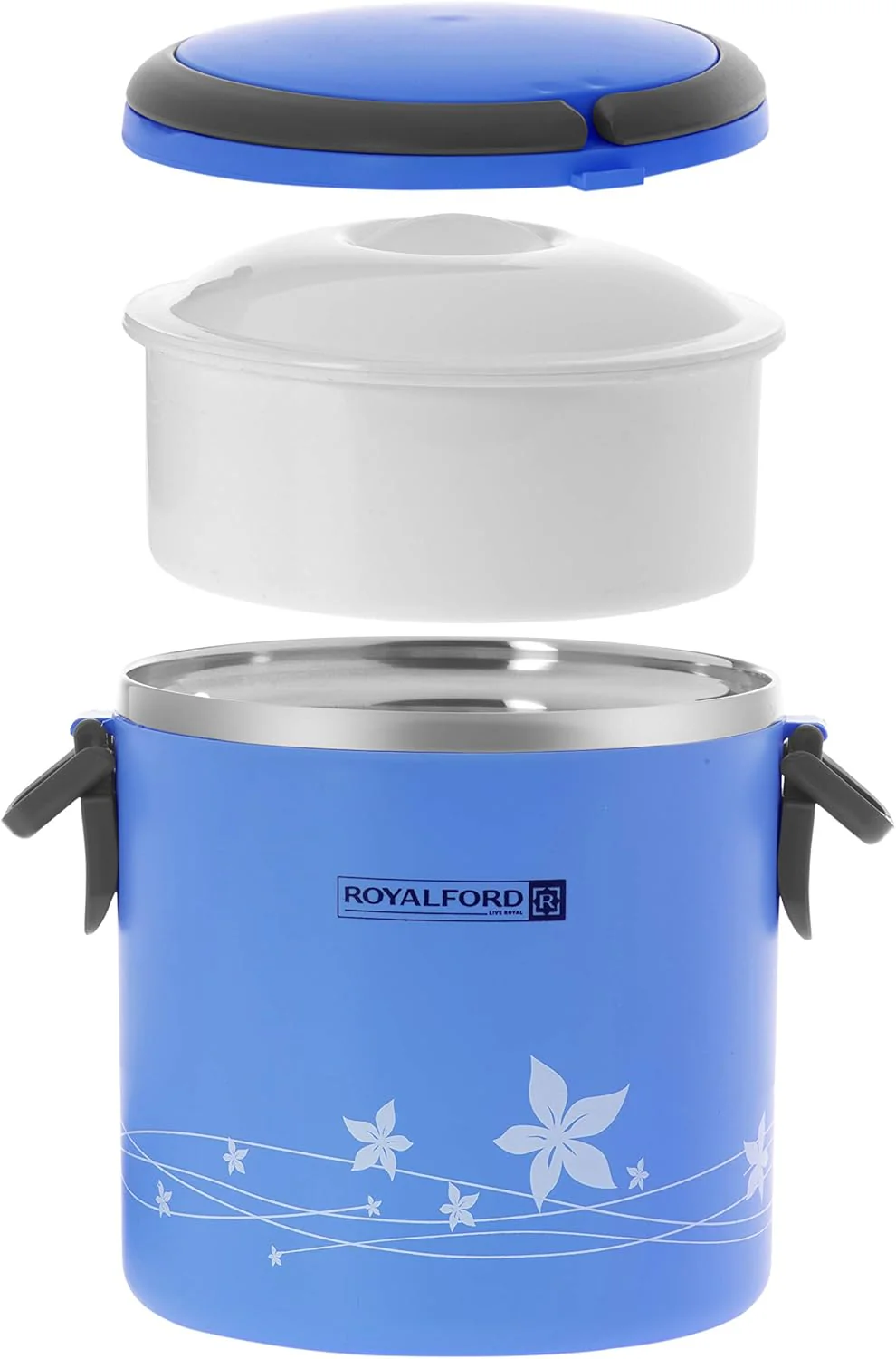 ROYALFORD 2in1 Lunch Box 1.8 Liter, Stainless Steel, Blue- RF5650BL - Image 2